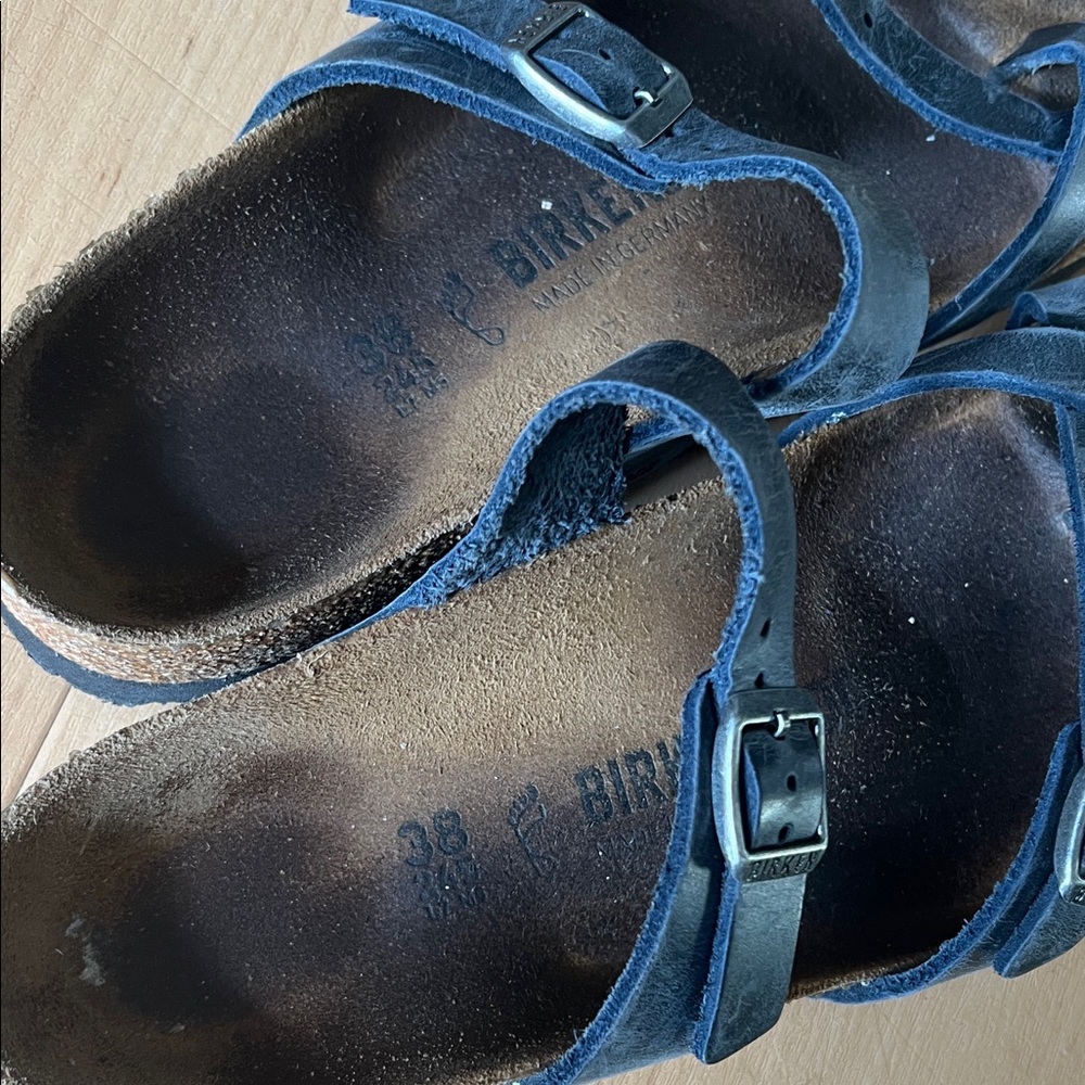 Birkenstock Navy Leather Double Strap Sandals - Picture 3 of 13
